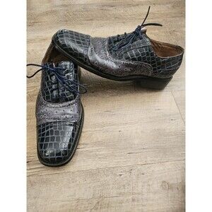 Fuel Crocodile Look Gray Leather Dress Shoes Loafers Men's Size 10.5